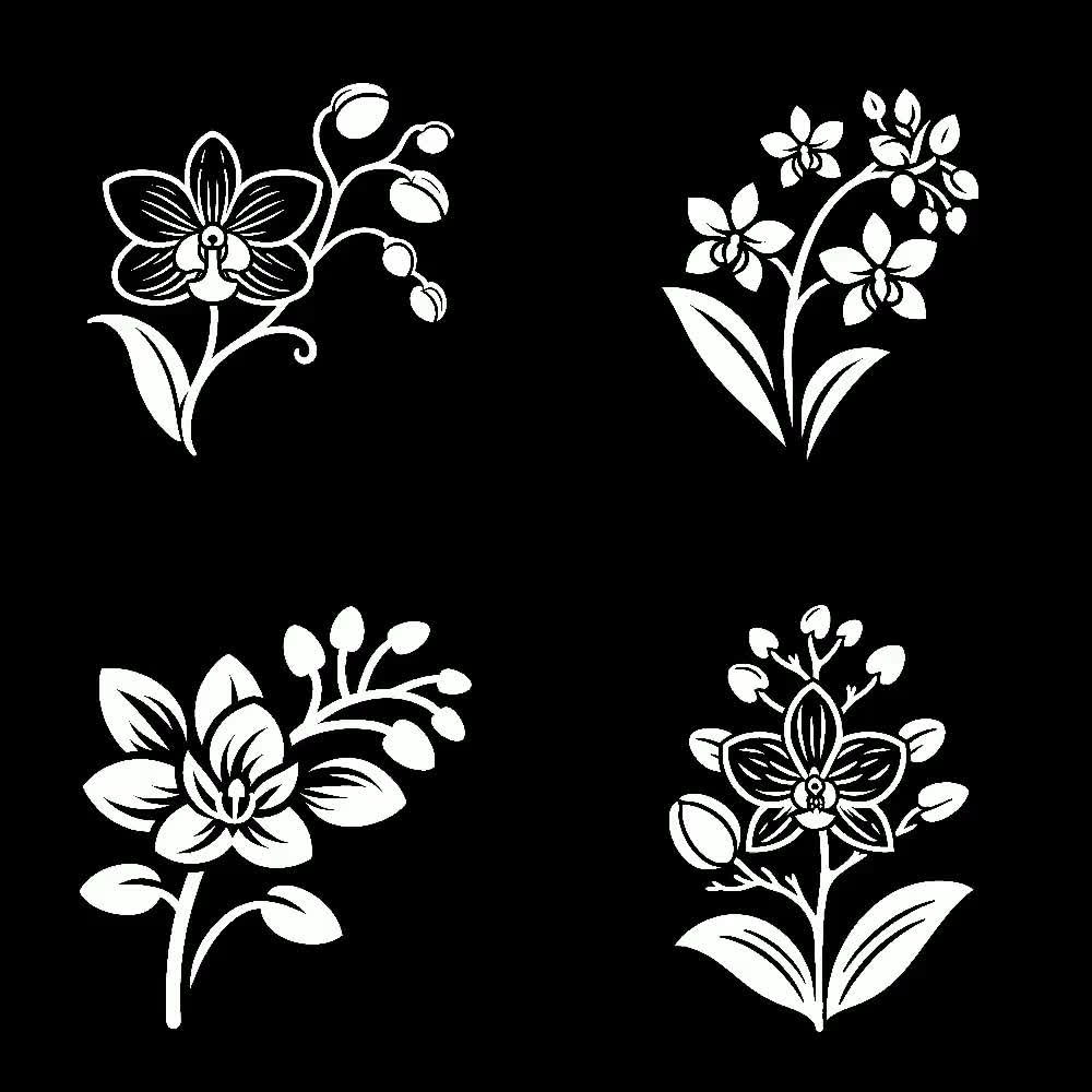 Orchid Flower SVG Bundle: Cricut & Silhouette Vector Designs (5